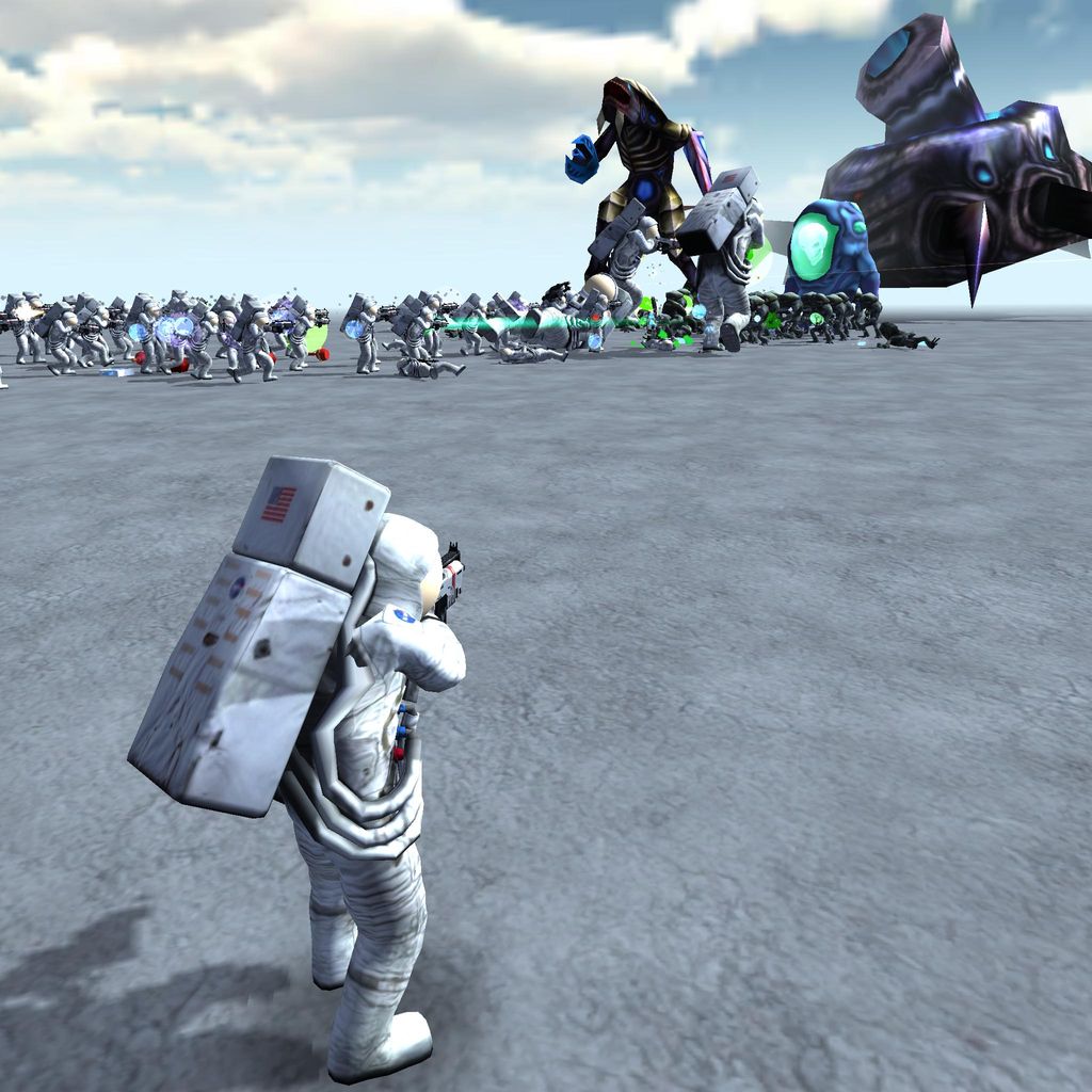 Unity Play | 100 Astronauts vs 55 or 50 aliens game