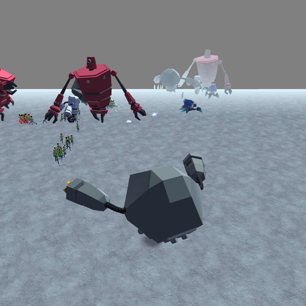 Unity Play | 100 humanos vs 20 robôs game